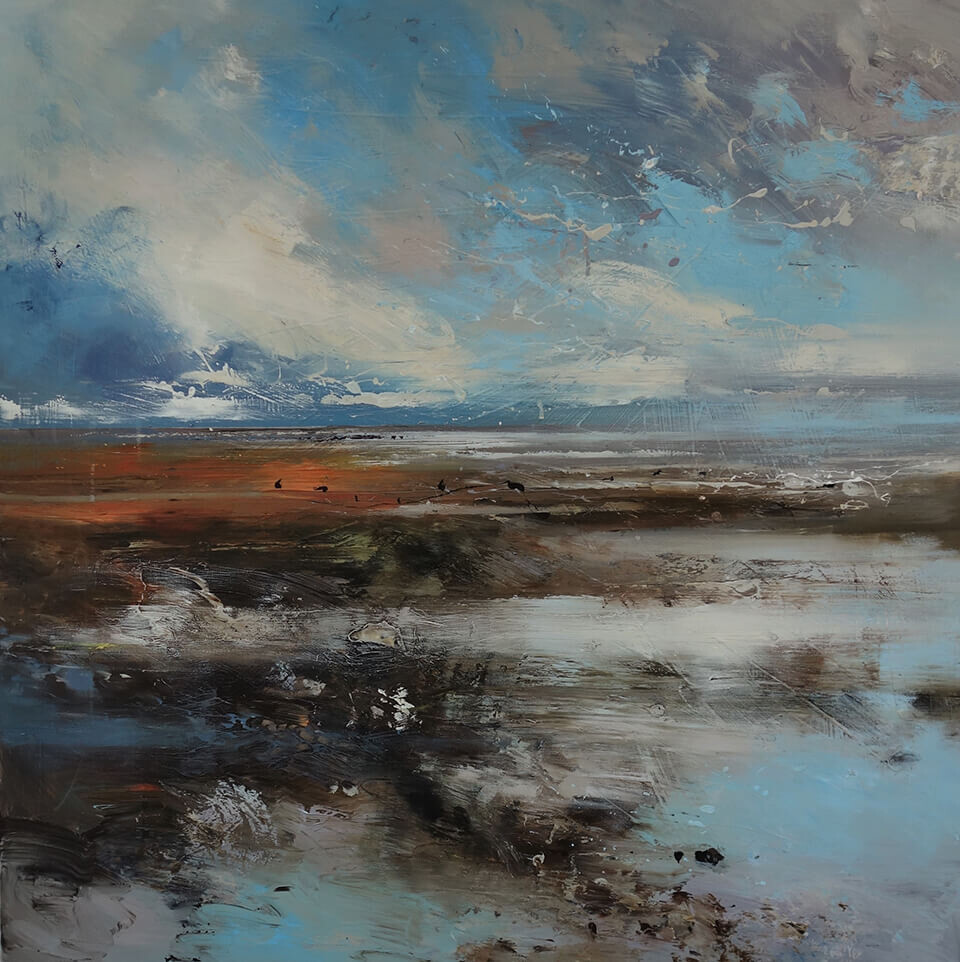 Claire Wiltsher 'Calm after the Storm' mixed media 100 x100cm unframed