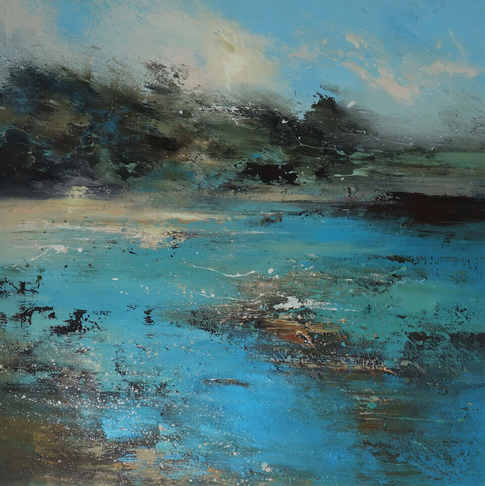 Claire Wiltsher 'Living Sea' mixed media 80 x 80cm unframed