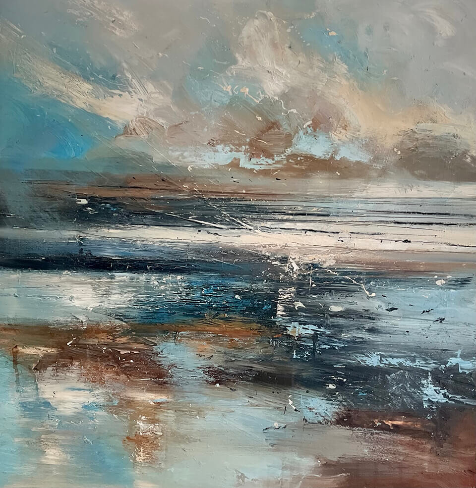 Claire Wiltsher 'Tidelands VII' mixed media on canvas 76cm x 76 cm unframed
