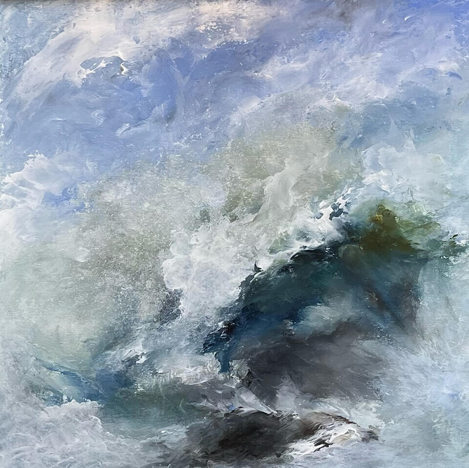 Jennie Slater 'The Ocean Plays and Tumbles' acrylic on canvas 59cm x 59cm framed