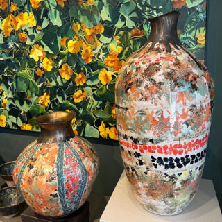 Jackie Giron 'Autumn Glory Vessels' hand decorated stoneware with glazes and oxides jpg