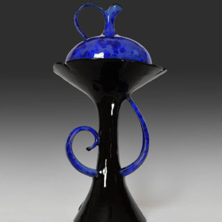 Arek Nowicki 'Blue Bird in Bath' stoneware with crystaline glaze