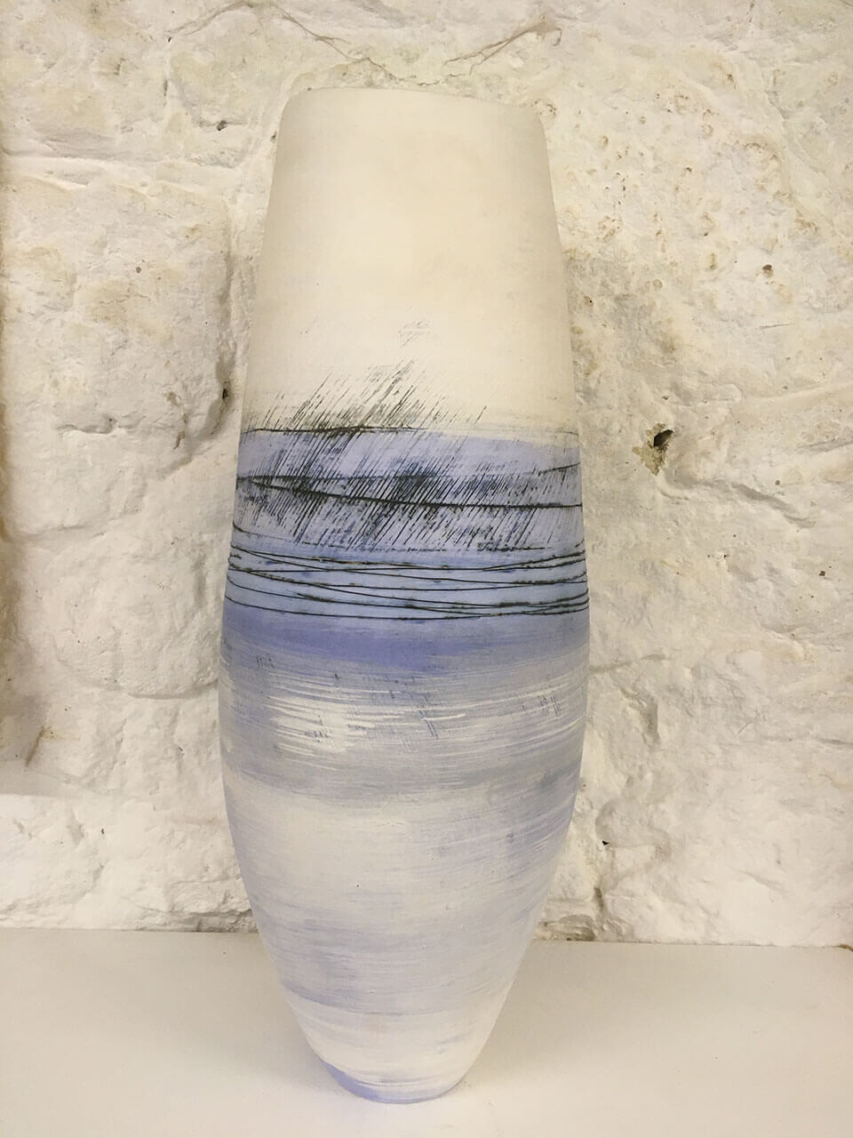 Wendy Farley 'Blue Wave 3' coil pot