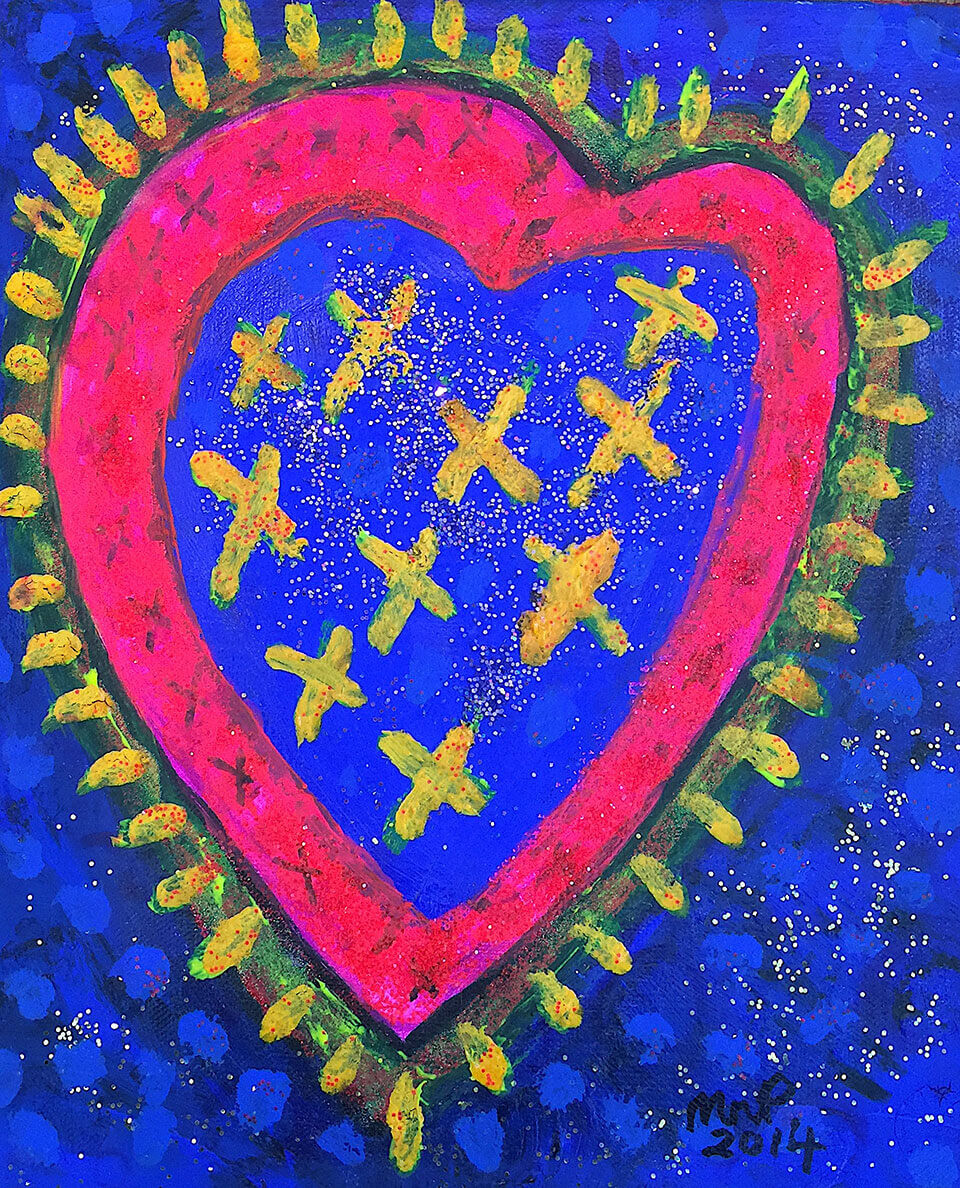 Molly Parkin Love Self Portrait Series mixed media on canvas 30 x 25cm unframed