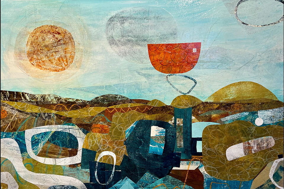 Jane Wilson'Memories of Another Time' collage and mixed media 55 x 80cm framed