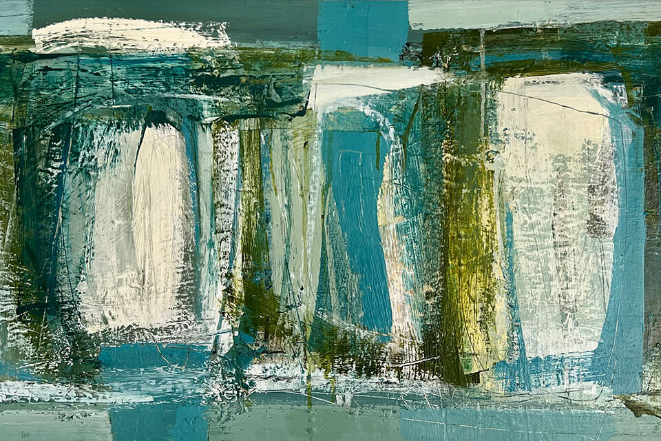 Joanne Last'Transitions 3' acrylic on board 56 x 106cm framed