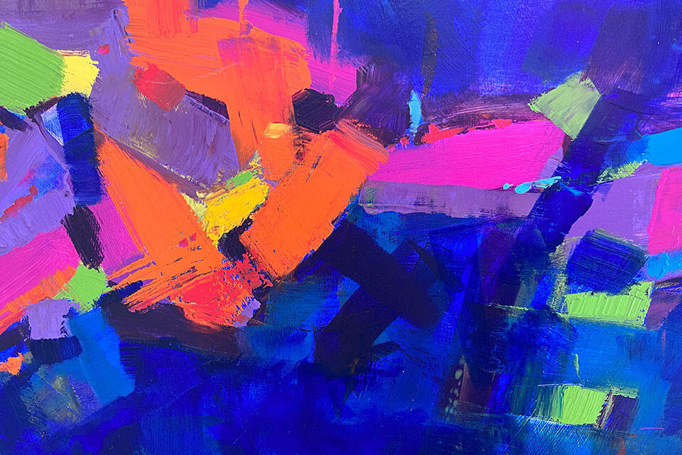Ben Winter'The Peninsula, Process 30' acrylic on canvas framed