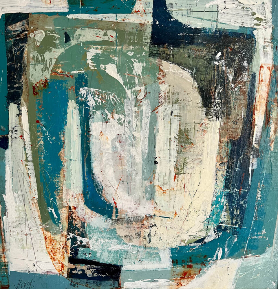 Joanne Last 'Erosion 3' acrylic on board 55 x 55cm framed
