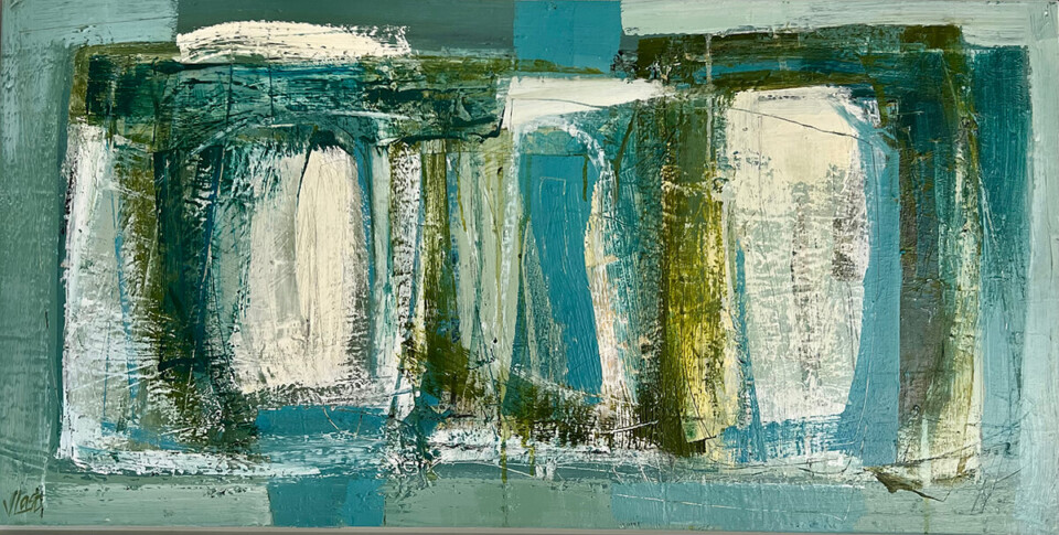 Joanne Last 'Transitions 3' acrylic on board 56 x 106cm framed